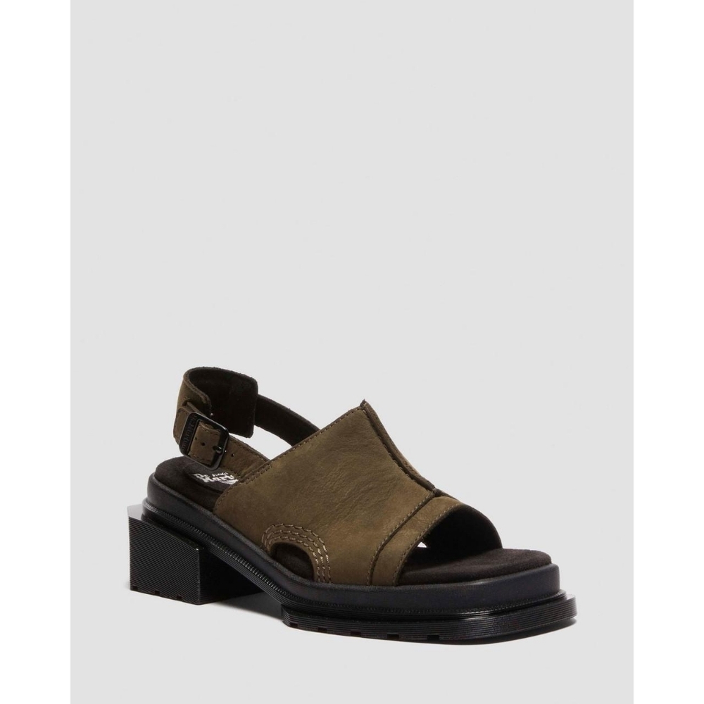 Dr. Martens Maybole Olive Buttersoft Leather Mule Sandals